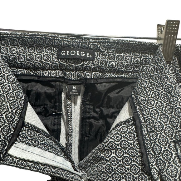 George Navy Blue & White Geometric Tapered Pants - Size 10 - Picture 2 of 4